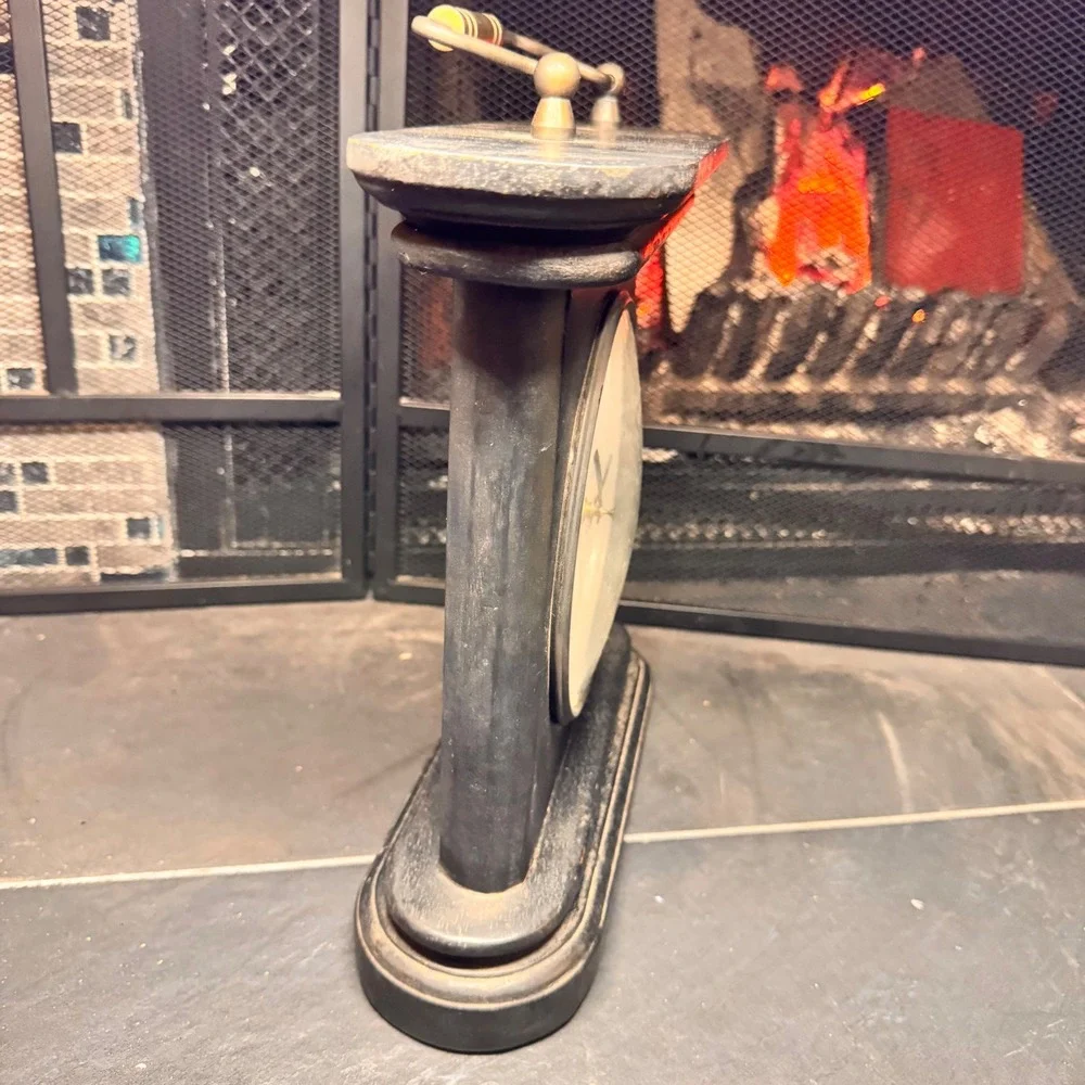 VTG Market Bazaar Wood Clock Roman Numerals‎ Black Mantel Desk Table
